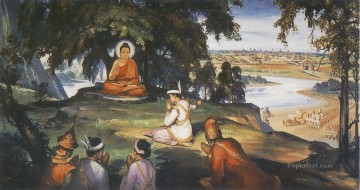 宗教的 Painting - ビンビサーラ王が自らの王国を仏陀に捧げる